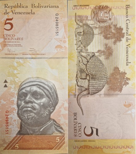Wenezuela banknot 5 bolivares 2007