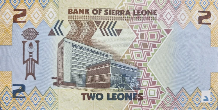 Sierra Leone banknot 2 leones 2022 rewers