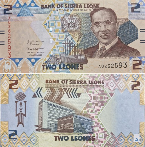 Sierra Leone banknot 2 leones 2022 P-35