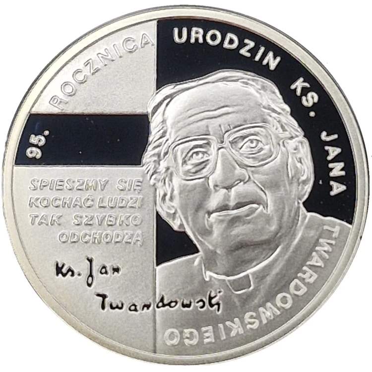 Moneta 10 zł 95 rocznica urodzin księdza Jana Twardowskiego 2010 rewers