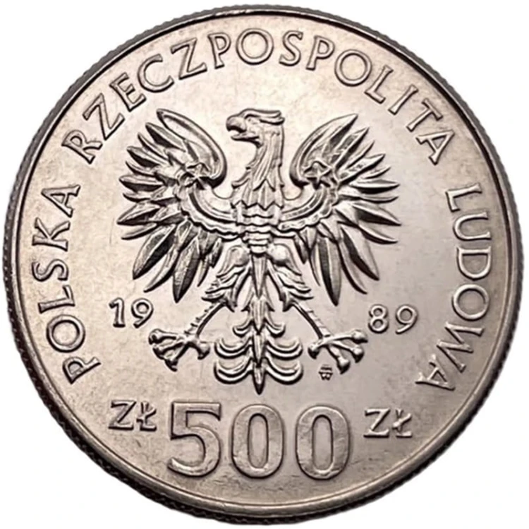 Moneta 500zl 50 rocznica wojny obronnej rewers 1989 awers
