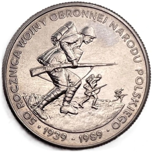 Moneta 500zl 50 rocznica wojny obronnej rewers 1989 rewers