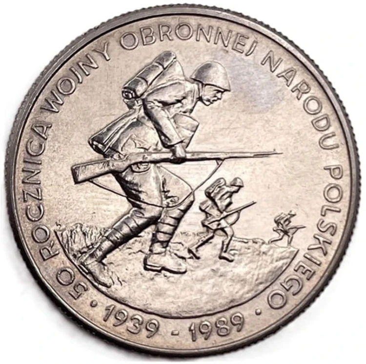 Moneta 500zl 50 rocznica wojny obronnej rewers 1989 rewers