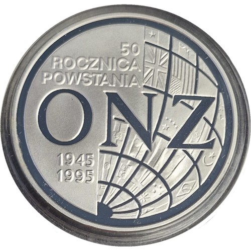 Moneta 20 zł 50 rocznica powstania ONZ 1995 rewers