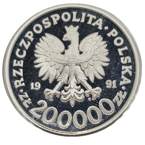 Moneta 200000 zł 200 rocznica Konstytucji 3 Maja 1991 awers