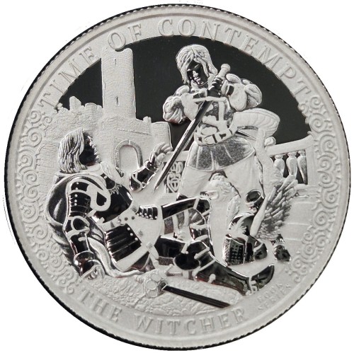 Moneta 500 franków Wiedźmin 1oz Czas pogardy 2025 rewers