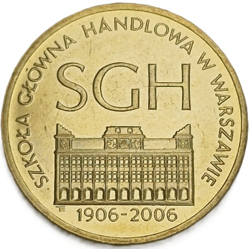 Moneta 2 zł 100-lecie SGH w Warszawie 2006 rewers