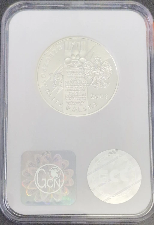 Moneta 10 złotych 2009 Wymarszu Pierwszej Kompanii Kadrowej grading PR70 rewers