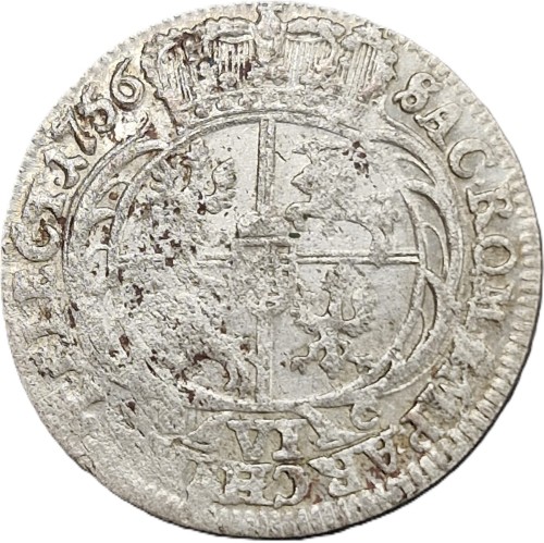 Moneta szóstak 1756 EC August III Sas awers