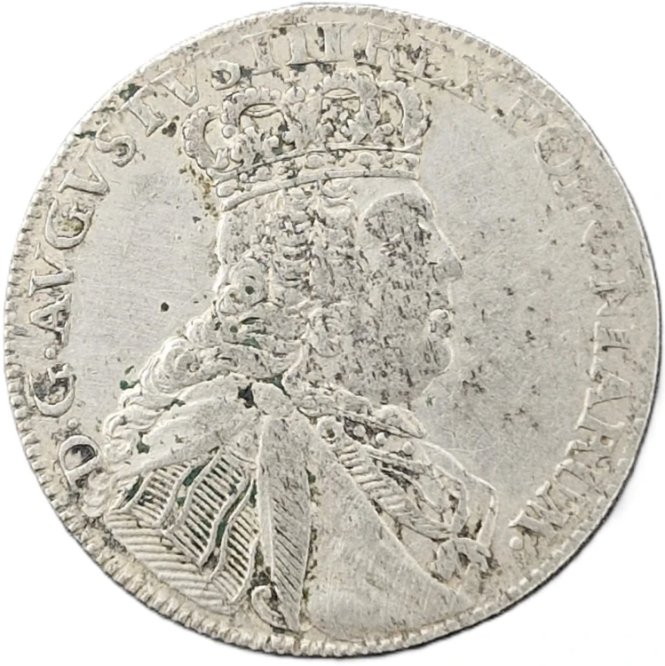 Moneta Ort 1754 EC August III Sas rewers
