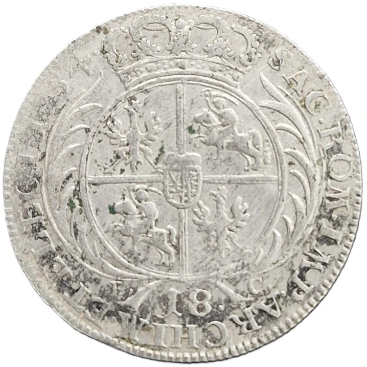 Moneta Ort 1754 EC August III Sas awers