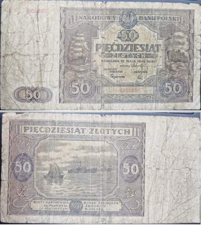 Banknot 50 zł 1946 stan 4
