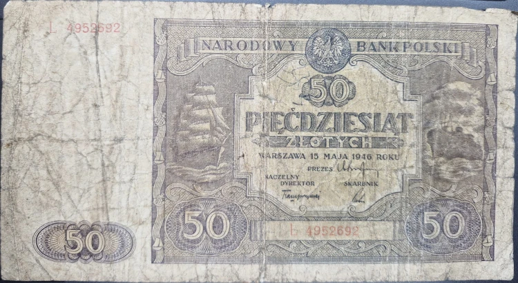 Banknot 50 zł 1946 stan 4 awers