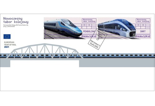 Koperty FDC zestaw Nowoczesny tabor kolejowy 2021 1
