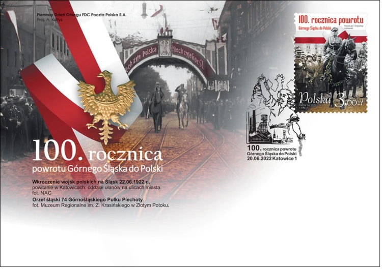 Koperta FDC 100 rocznica Powrotu Górnego Śląska 2022