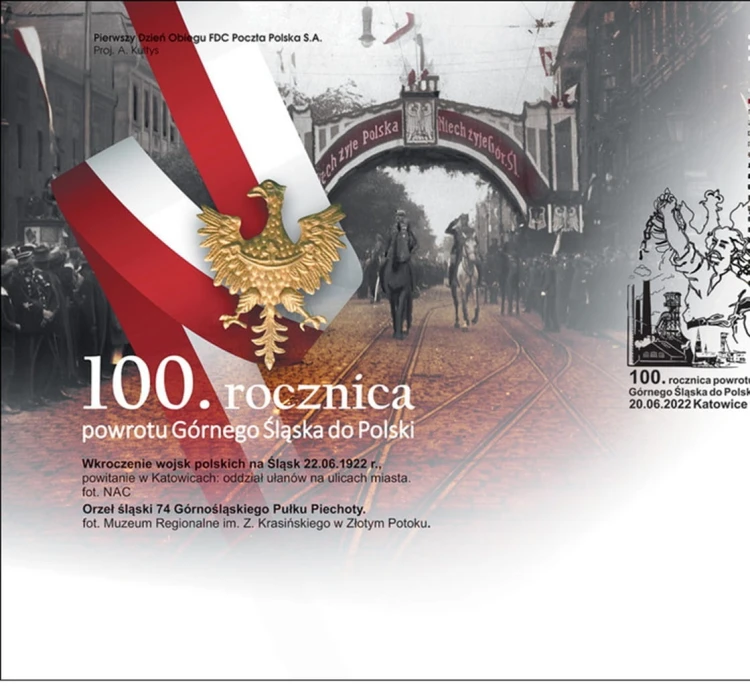 Koperta FDC 100 rocznica Powrotu Górnego Śląska 2022 szczegóły
