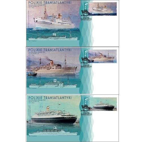 Koperty FDC Polskie transatlantyki 2024 5407-5409