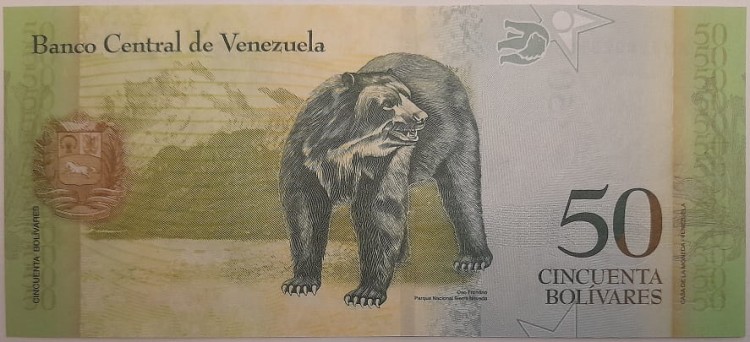 Wenezuela Banknot 50 Bolivares 2015 r. awers