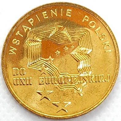 Moneta 2 zł Wstąpienie Polski do Unii Europejskiej 2004 rewers