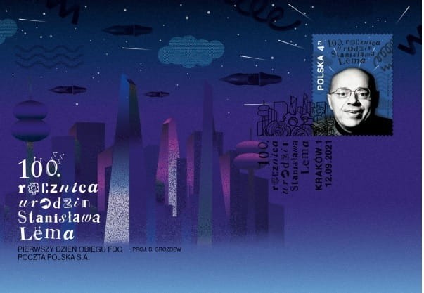 Koperta FDC 100. rocz. Urodzin Stanisława Lema 2021 r.