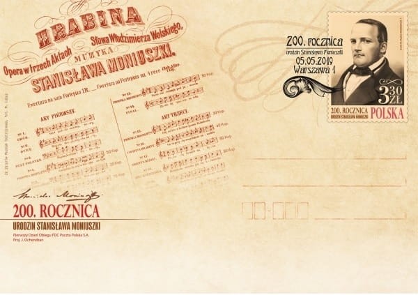 Koperta 200 rocznica Urodzin Stanisława Moniuszki FDC 2019