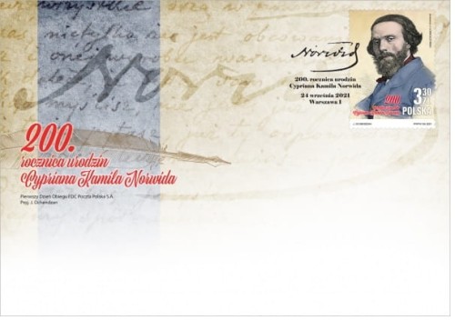 Koperta FDC 200. rocz. ur. Kamila Cypriana Norwida 2021 r
