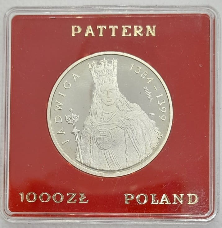 Moneta 1000 zł Jadwiga Andegaweńska  PRÓBA 1988 r. rewers