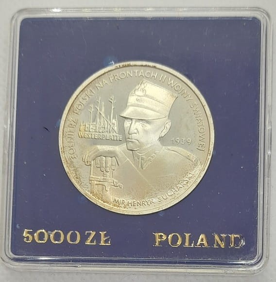 5000 zł Żołnierz Polski na Frontach Westerplatte 1989 rewers