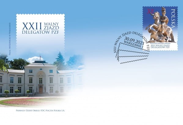 Koperta FDC XXII Walny Zjazd Delegatów PZF 2021 r.