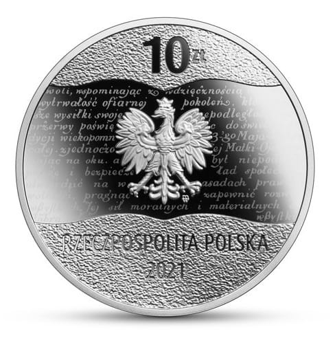 Moneta 10 zł 100. rocz. Konstytucji Marcowej 2021 r. awers