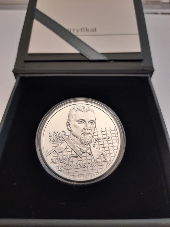 Moneta 10 zł Adam Krzyżanowski 2021 box rewers