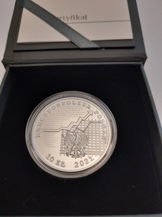 Moneta 10 zł Adam Krzyżanowski 2021 box awers