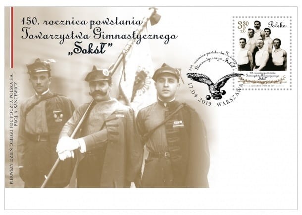 Koperta FDC 150. rocz. Towarzystwa gimnastycznego Sokół 2019 r.