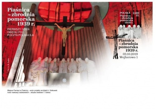 Koperta FDC Piaśnica Zbrodnia Pomorska 1939 r. 2019 r.