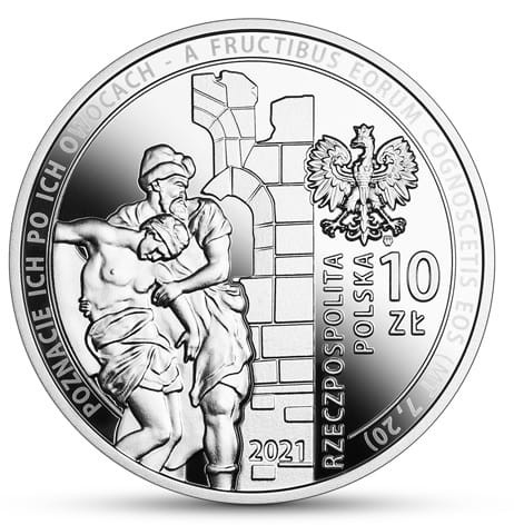 10 zł 30-lecie Wznowienia Działalności Caritas Polska 2021 awers