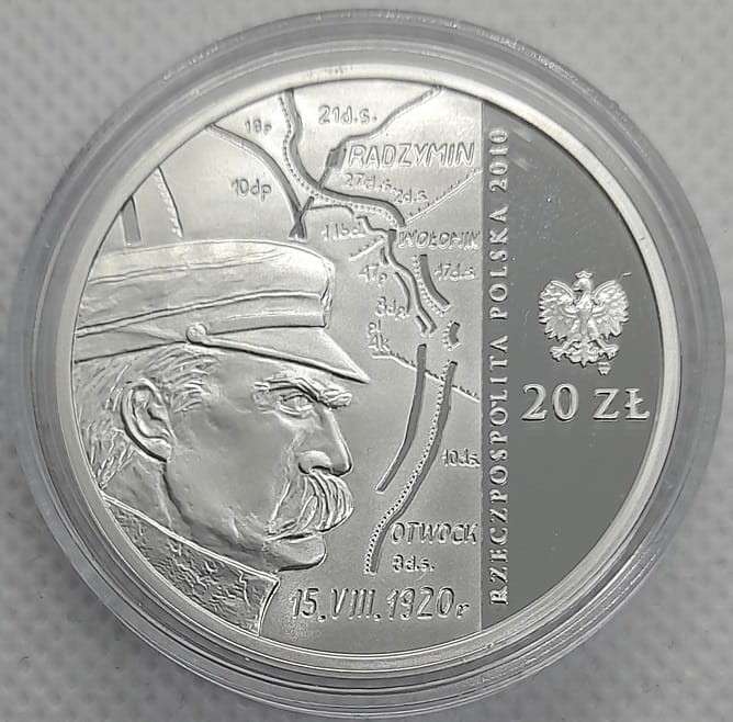Moneta 20zł 90 rocznica Bitwy Warszawskiej 2010 awers