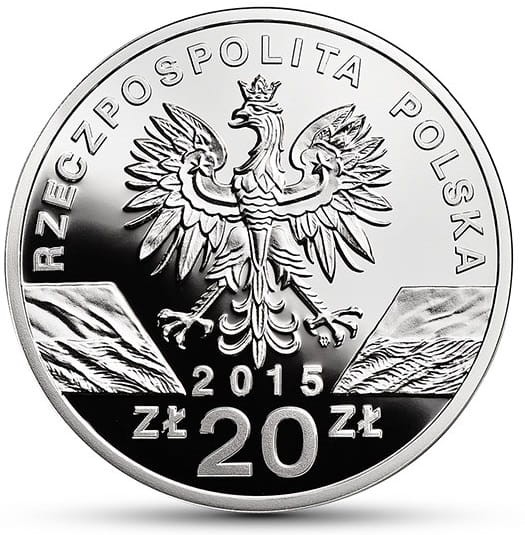 Moneta 20 zł Pszczoła miodna 2015 r. awers