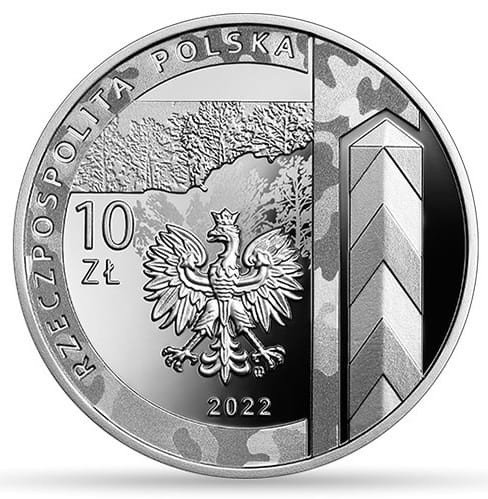 Moneta 10 zł Ochrona Polskiej Granicy Wschodniej 2022 r. awers