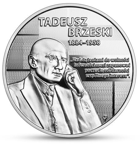 Moneta 10 zł Tadeusz Brzeski 2021 r. rewers