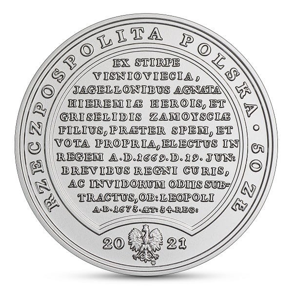 Moneta 50 zł Michał Korybut Wiśniowiecki 2021 r. awers