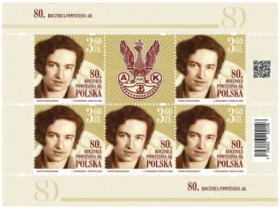 Arkusz znaczków 80. rocz. Powstania AK Arkusz 2022 r.