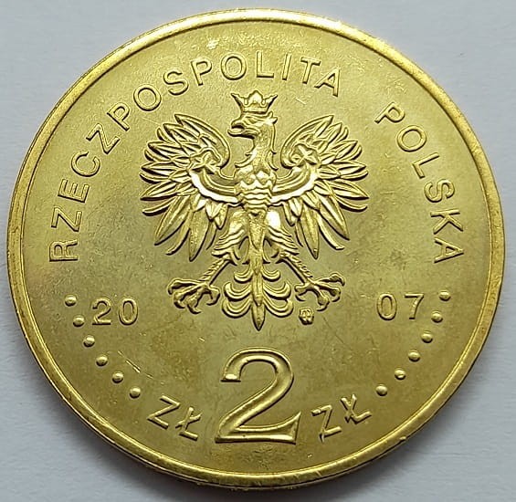 Moneta 2 zł 750-lecie Lokacji Krakowa 2007 awers