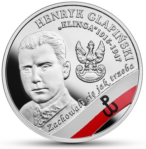 Moneta 10 zł Henryk Glapiński "Klinga" 2017 r. rewers