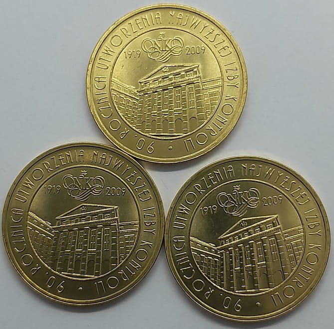 Moneta 2 zł 90 rocznica Utworzenia Najwyższej Izby Kontroli 2009 rewers lot