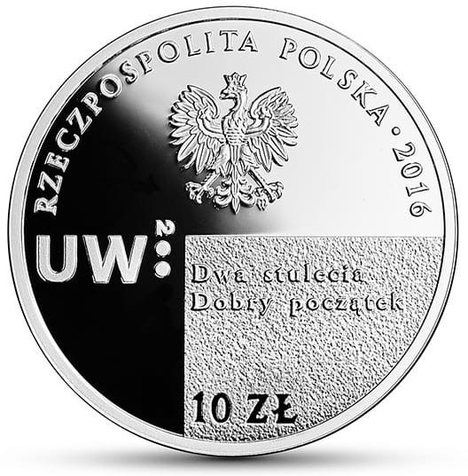 Moneta 10 zł 200. rocznica utworzenia Uniwersytet Warszawski 2016 awers