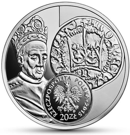 Moneta 20 zł Półgrosz Władysława Jagiełły 2015 r.  awers