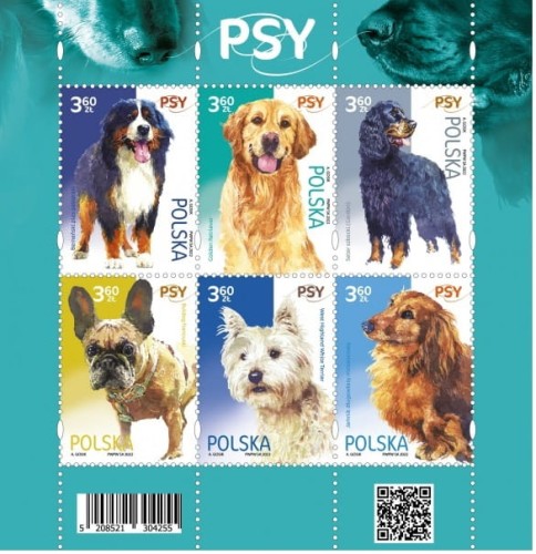 Znaczki Psy Arkusz 2022 r.