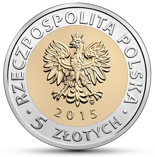 Moneta 5 zł Ratusz w Poznaniu 2015 awers