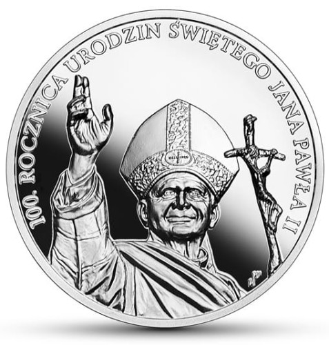 Moneta 10 zł 100. rocz. Urodzin Jana Pawła II 2020 r. uncja rewers