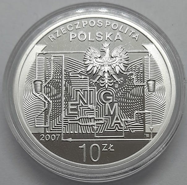 Moneta 10 zł 75 lat Złamania Szyfru Enigmy 2007 awers